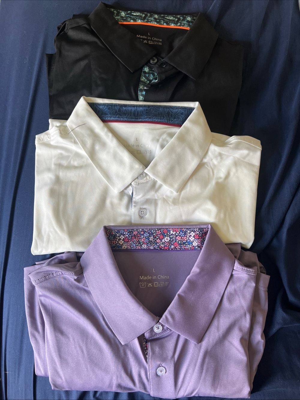 Men's Polo Shirt - Lavender, White, Black - Classic Collared Performance Tops